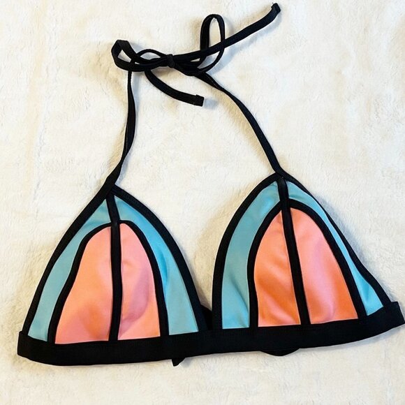 Xhilaration Color Block Swim Triangle Top - M - Picture 1 of 4